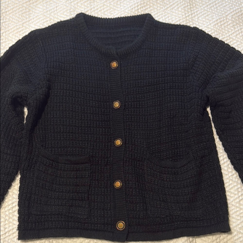 Black Knit Cardigan with stylish metal buttons